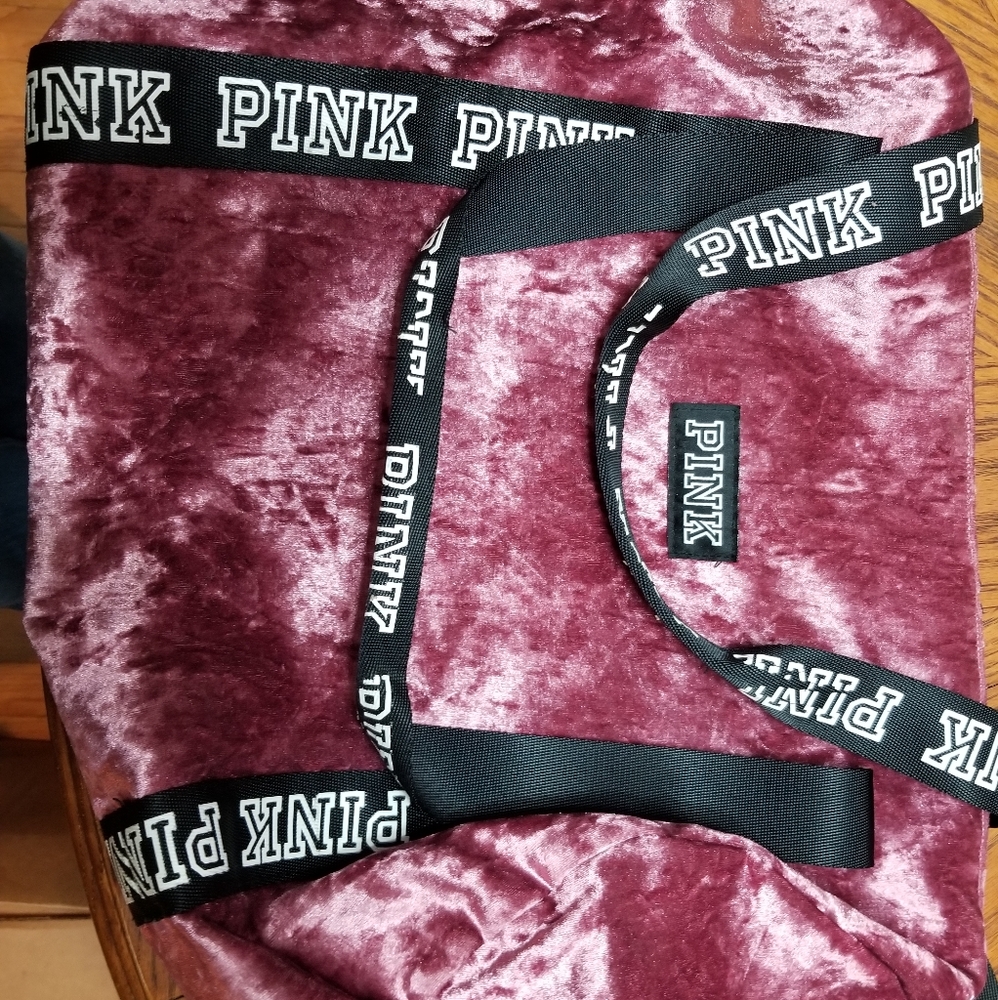 Victoria Secret Pink logo Velvet gym bag
